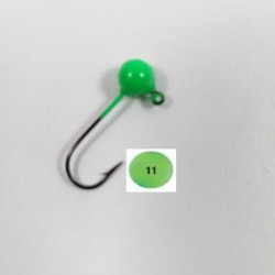 10 Pack Bright Green Painted Round Jig Heads