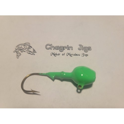 10 Pack Bright Green Painted Walleye Jig Heads