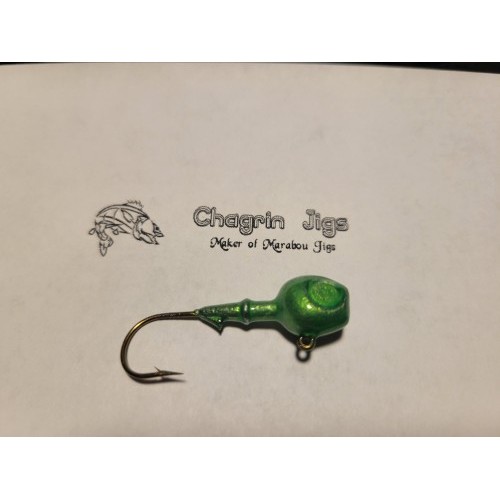 10 Pack Super Glo Green Painted Walleye Jig Heads