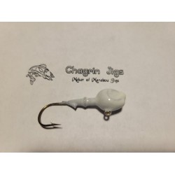 10 Pack Super Glo White Painted Walleye Jig Heads