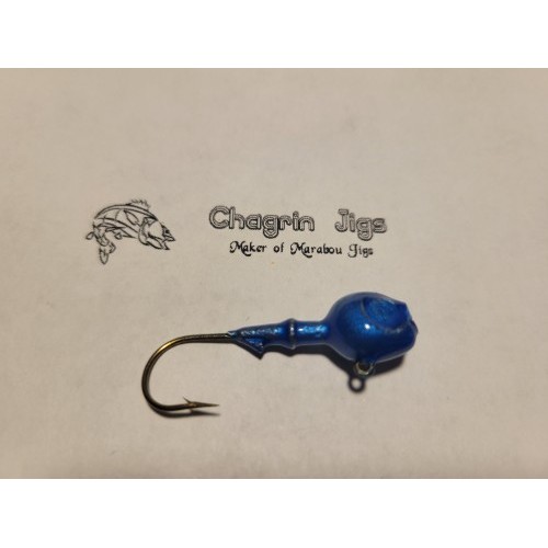 10 Pack Super Glo Blue Painted Walleye Jig Heads