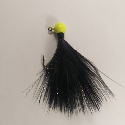 02 - Chartreuse Yellow Head, All Black Marabou Jigs