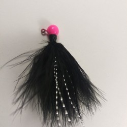 06 - Hot Pink Head, All Black Marabou Jigs