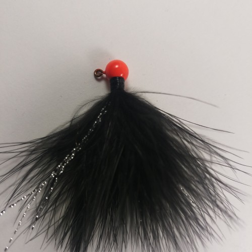 07 - Flame Orange Head, All Black Marabou Jigs