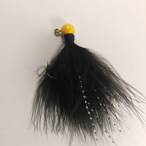 13 - Yellow Head, All Black Marabou Jigs