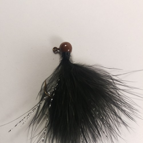 18 - Brown Head, All Black Marabou Jigs