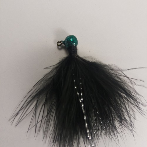 41 - Candy Green Head, All Black Marabou Jigs