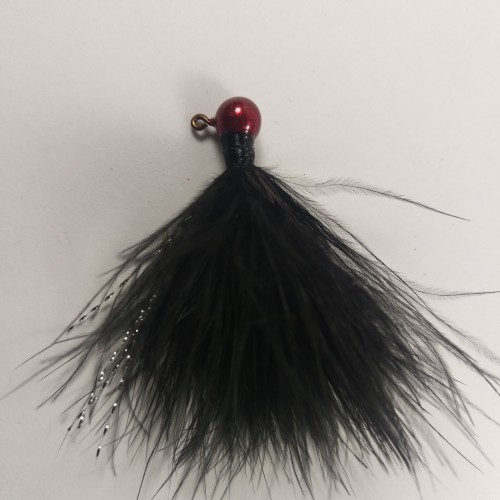 44 - Candy Red Head, All Black Marabou Jigs