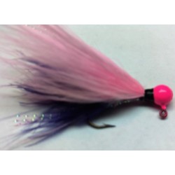 Hot Pink Head, Purple and Pink Marabou Hand Tied Jig