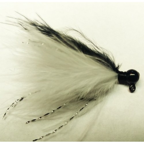 Black Head, White and Black Marabou Hand Tied Jig