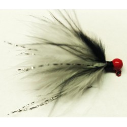 Red Head, White and Black Marabou Hand Tied Jig