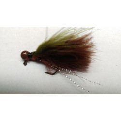 Brown Head, Brown and Olive Marabou Hand Tied Jig