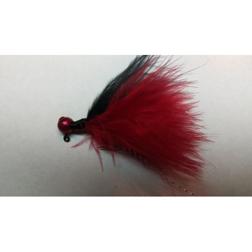 Raspberry Head, Red and Black Marabou Hand Tied Jig