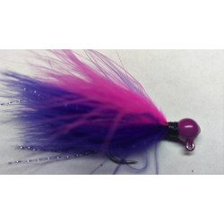 Purple Head, Purple and Hot Pink Marabou Hand Tied Jig