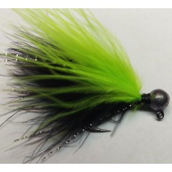 Black and Chartreuse Green Marabou Hand Tied Jig
