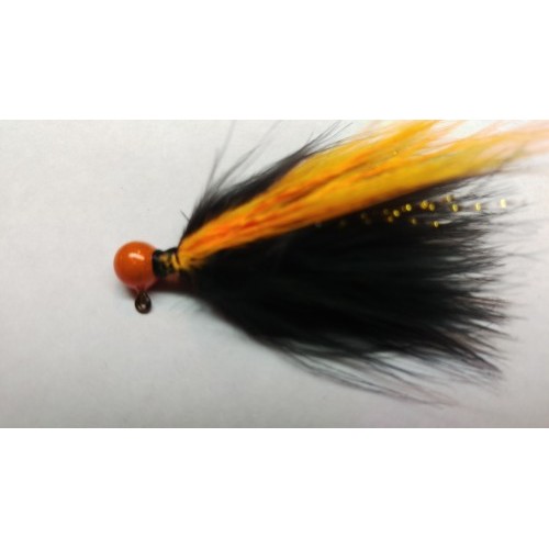 Orange Head, Black and Orange Marabou Hand Tied Jig