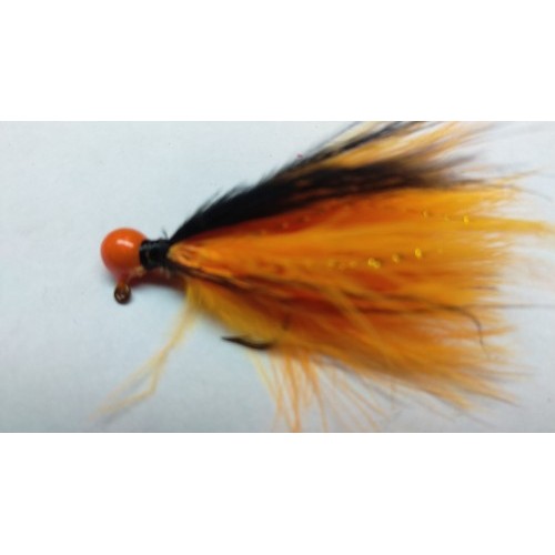 Orange Head, Orange and Black Marabou Hand Tied Jig