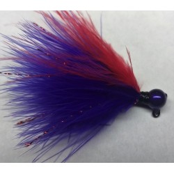 Purple Head, Purple and Red Marabou Hand Tied Jig
