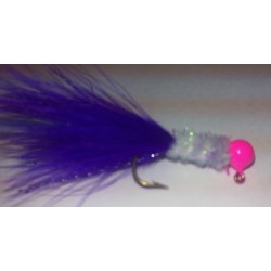 Hot Pink Head, Purple Marabou with White Collar