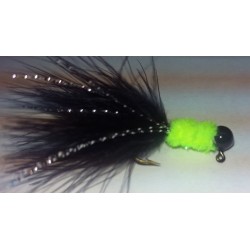 Black Head, Black Marabou with Chartreuse Collar