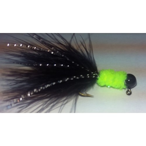 Black Head, Black Marabou with Chartreuse Collar