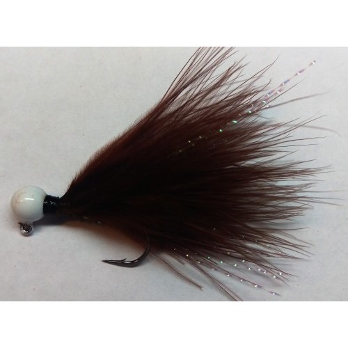 White Head, Brown Marabou Hand Tid Jig