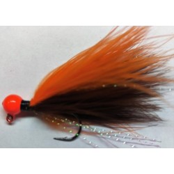 Orange Head, Brown and Orange Marabou Hand Tie Jig