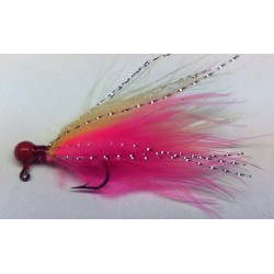 Red Head, Hot Pink and Yellow Marabou Hand Tied Jig