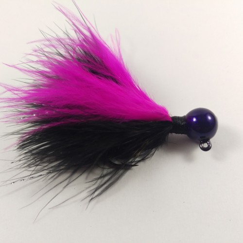 Purple Head, Black and Cherise Marabou Hand Tied Jig