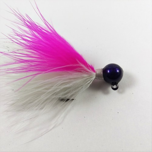 Purple Head, White and Cherise Marabou Hand Tied Jig