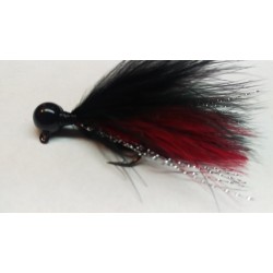 Black Head, Red and Black Marabou Hand Tied Jig