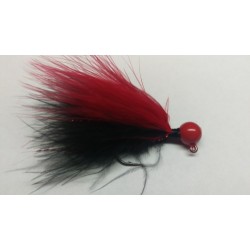 Red Head, Black and Red Marabou Hand Tied Jig