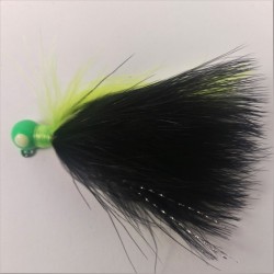 Green Head, Black and Chartreuse Marabou Hand Tied Jig