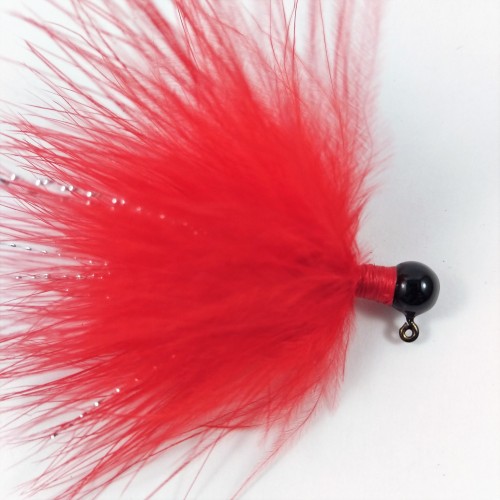 Black Head, Red Marabou Hand Tied Jig