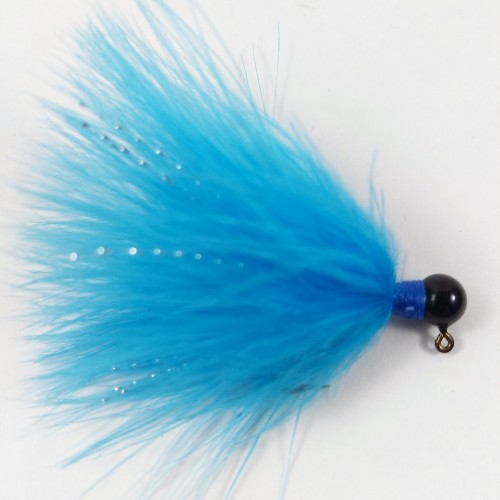 Black Head, Blue Marabou Hand Tied Jig