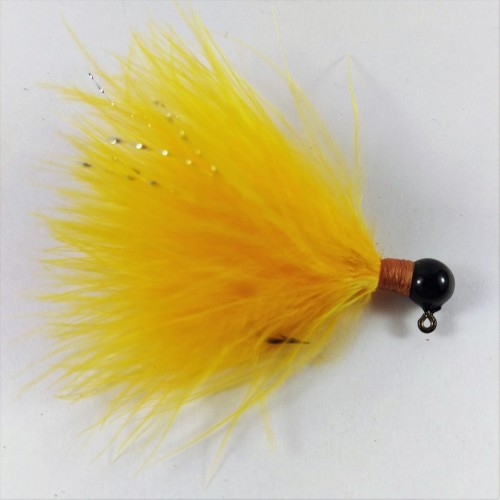 Black Head, Sunburst yellow Marabou Hand Tied Jig