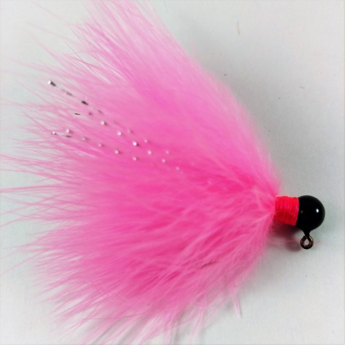 Black Head, Pink Marabou Hand Tied Jig