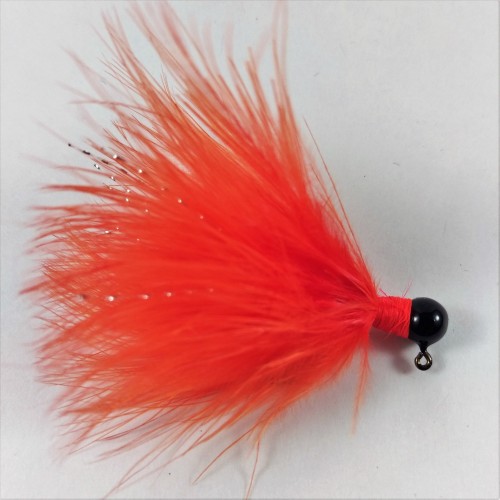 Black Head, FL Flame Marabou Hand Tied Jig