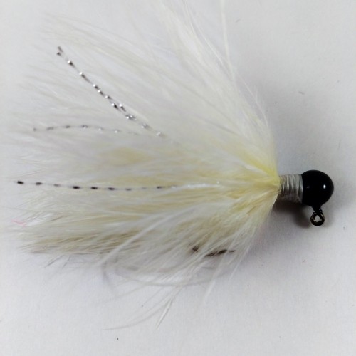 Black Head, Cream Marabou Hand Tied Jig