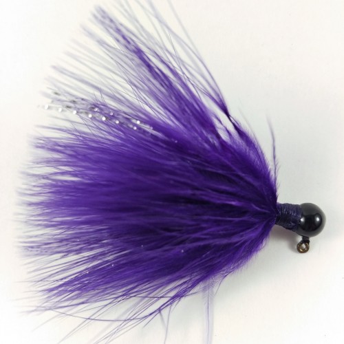 Black Head, Purple Marabou Hand Tied Jig