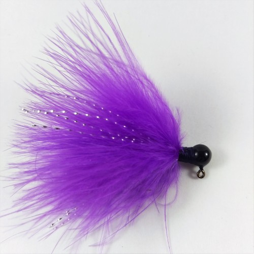 Black Head, Lavender Marabou Hand Tied Jig