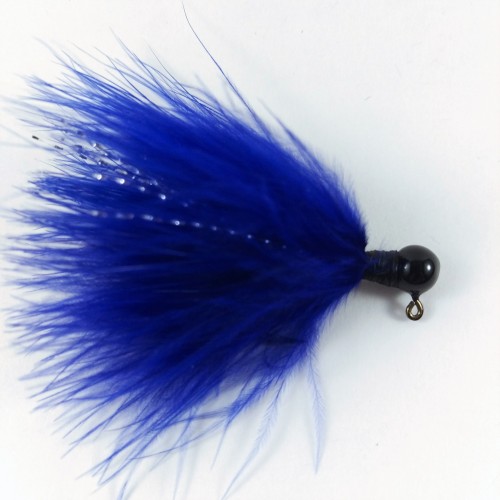 Black Head, Dark blue Marabou Hand Tied Jig