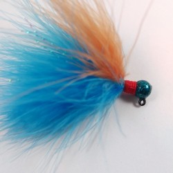 Sunfish - Dragonfly Head, Blue and Peach Marabou Hand Tied Jig