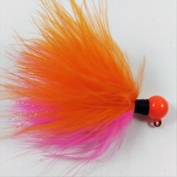 Orange Head, Hot Pink and Orange Feathers, Silver Flash