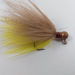 New Penny Head, Yellow and Tan Marabou Hand Tied Jig