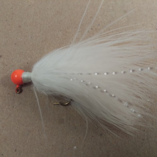 04 - Blaze Orange Head, All White Marabou Jigs