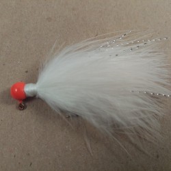 07 - Flame Orange Head, All White Marabou Jigs