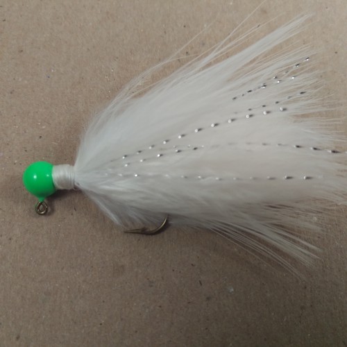 11 - Bright Green Head, All White Marabou Jigs