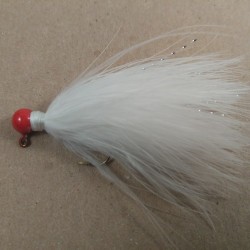 14 - Red Head, All White Marabou Jigs