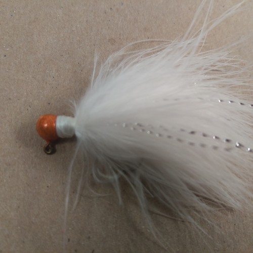 43 - Candy Orange Head, All White Marabou Jigs